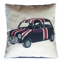 Housse de coussin Fait Main vintage Fiat 500 Rouge