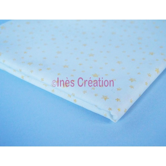 Coupon de tissu 50x48 cm 100% coton Etoile Dorée Blanc