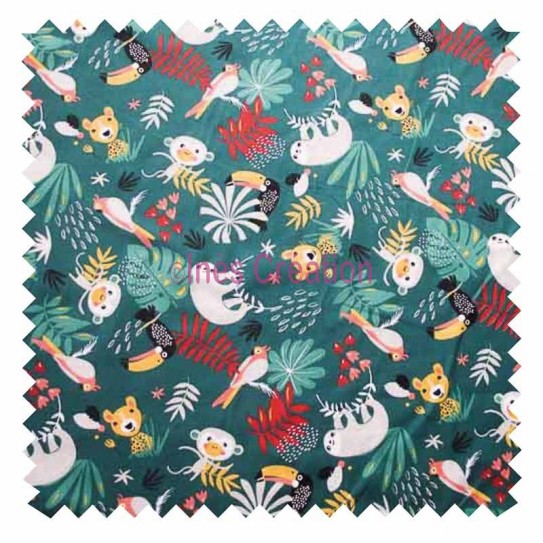 Cotton fabric kidsold by metre Papaya Animals Oeko-tex