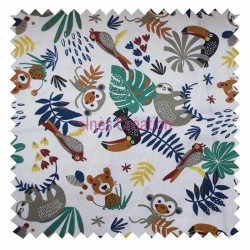 Cotton fabric sold by metre Papaya Blue Jungle Oeko-tex