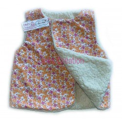 Cardigan Shepherd baby and child in cotton fabric "Lilas Orange" and sherpa