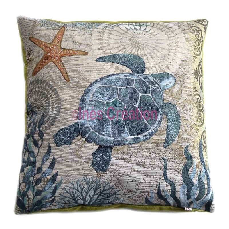 Housse de coussin impression polyester motif Tortue