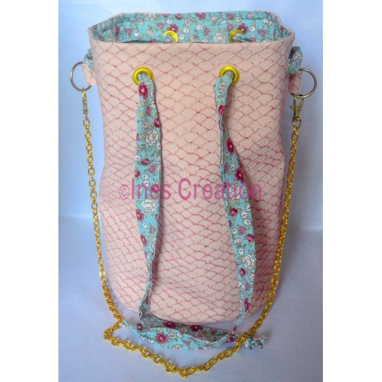 Pink imitation leather purse handbag