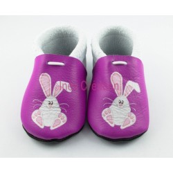 Chaussons bébé en cuir souple Lapin Blanc