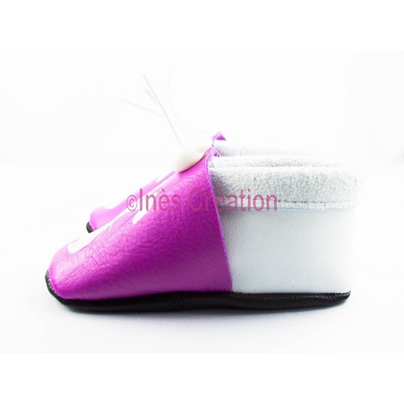 Chaussons pour bébé en cuir souple de Lapin Coquin