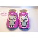 Chaussons bébé en cuir souple Panda Rose