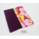 Housse tablette 10" velours aubergine et fleurs multicolores