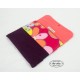 Wallet / card wallet velours aubergine et fleurs multicolores