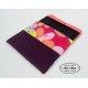 Housse tablette 10" velours aubergine et fleurs multicolores