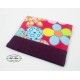 Housse tablette 10" velours aubergine et fleurs multicolores