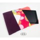 Housse tablette 10" velours aubergine et fleurs multicolores