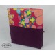 Shopping bag velours aubergine et fleurs multicolores