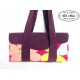 Sac à main velours aubergine et fleurs multicolores