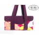 Shopping bag velours aubergine et fleurs multicolores