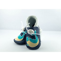 Chaussons bébé en cuir souple Baleine Marine