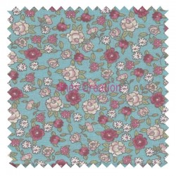 Tissu en Coton vendu au mètre Sarina Menthe/Rose Oeko-Tex