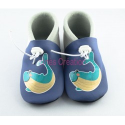 Chaussons bébé en cuir souple Baleine