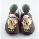 Chaussons bébé en cuir souple Marron Chien