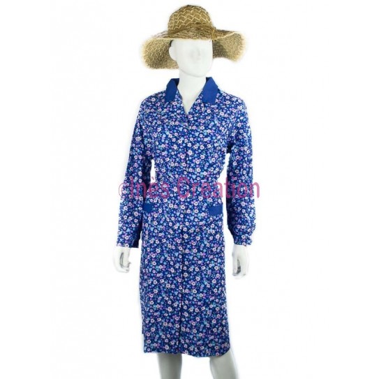 Blouse robe fleurs violettes et bleues