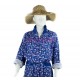 Blouse robe fleurs violettes et bleues