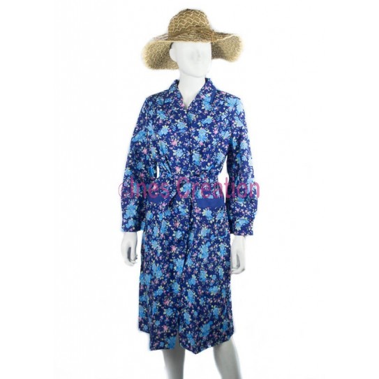 Blouse robe bleue à fleurs