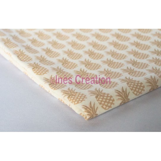 Coupon de tissu 50x50 cm 100% coton Ananas Doré